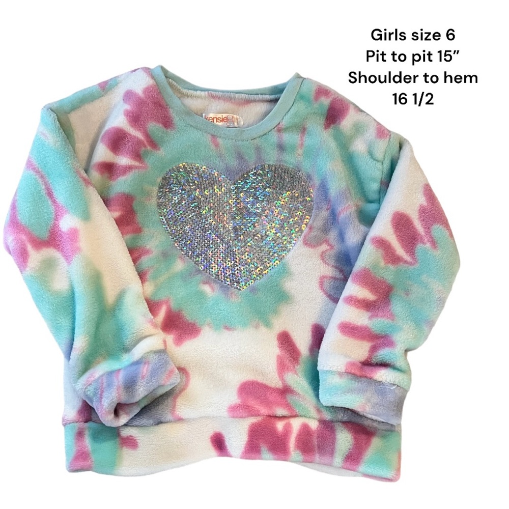 Top Kensie Girl glitter heart tie-dyed soft top size 6